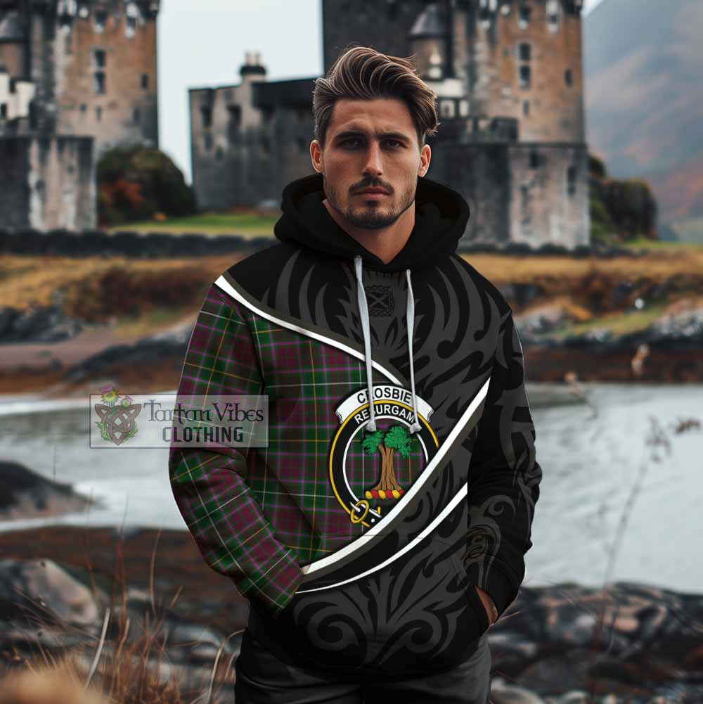 Crosbie Tartan Family Crest Cotton Hoodie Celtic Scottish Thistle Floral - Tartan Vibes Clothing