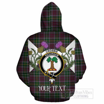 Crosbie Tartan Family Crest Cotton Hoodie Scottish Burns Night Thistle Floral