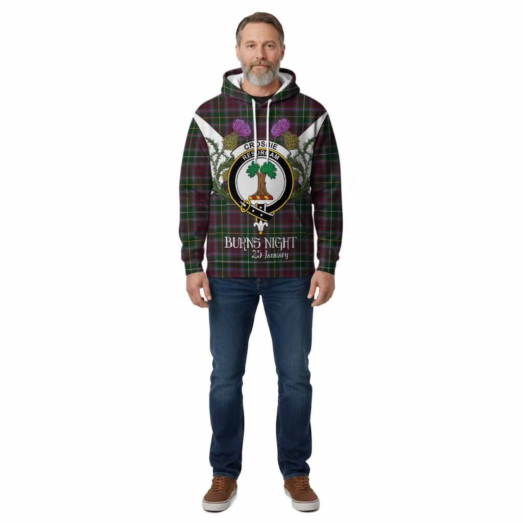 Crosbie Tartan Family Crest Cotton Hoodie Scottish Burns Night Thistle Floral