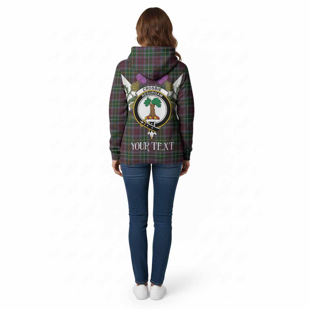 Crosbie Tartan Family Crest Cotton Hoodie Scottish Burns Night Thistle Floral