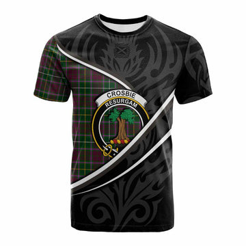 Crosbie Tartan Family Crest Cotton T-shirt Celtic Scottish Thistle Floral