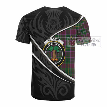 Crosbie Tartan Family Crest Cotton T-shirt Celtic Scottish Thistle Floral