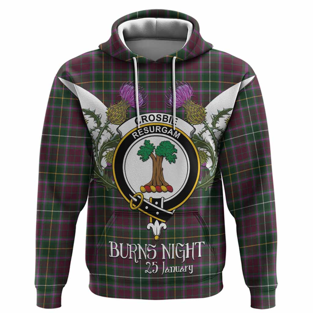 Crosbie Tartan Family Crest Hoodie Scottish Burns Night Thistle Floral