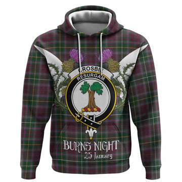 Crosbie Tartan Family Crest Hoodie Scottish Burns Night Thistle Floral