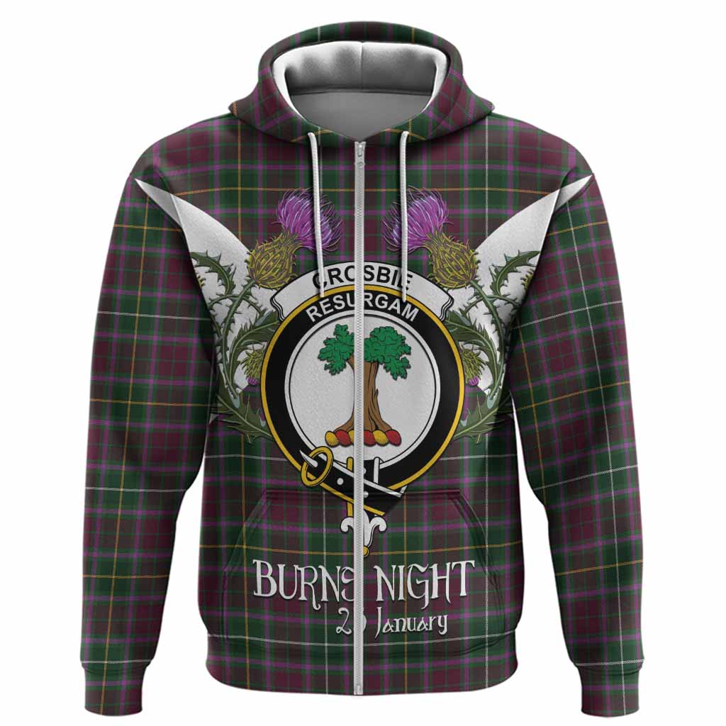 Crosbie Tartan Family Crest Hoodie Scottish Burns Night Thistle Floral