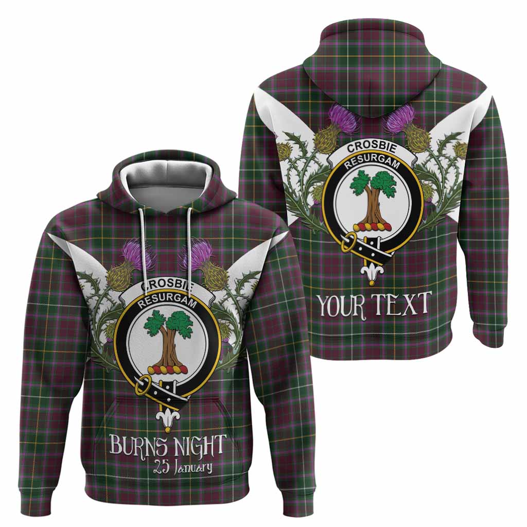 Crosbie Tartan Family Crest Hoodie Scottish Burns Night Thistle Floral