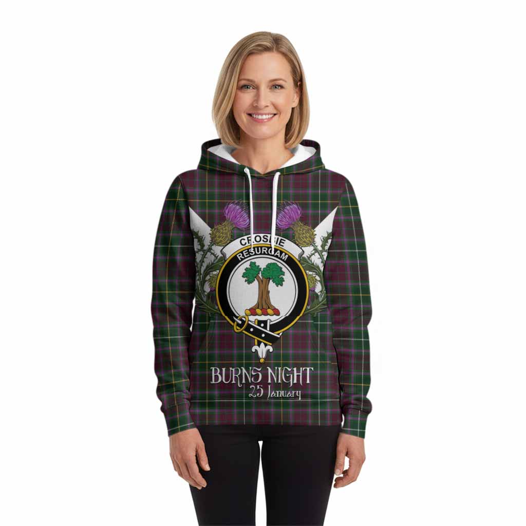 Crosbie Tartan Family Crest Hoodie Scottish Burns Night Thistle Floral