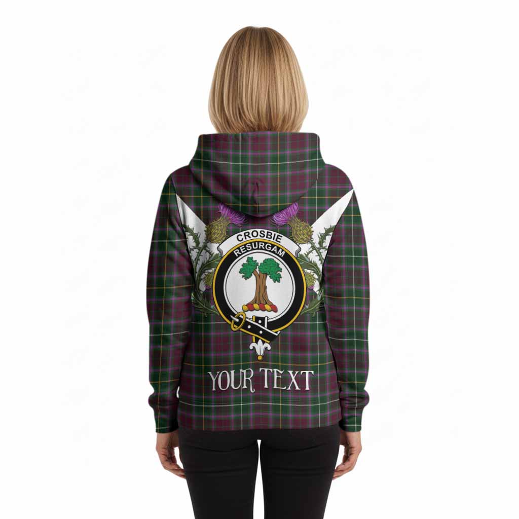 Crosbie Tartan Family Crest Hoodie Scottish Burns Night Thistle Floral