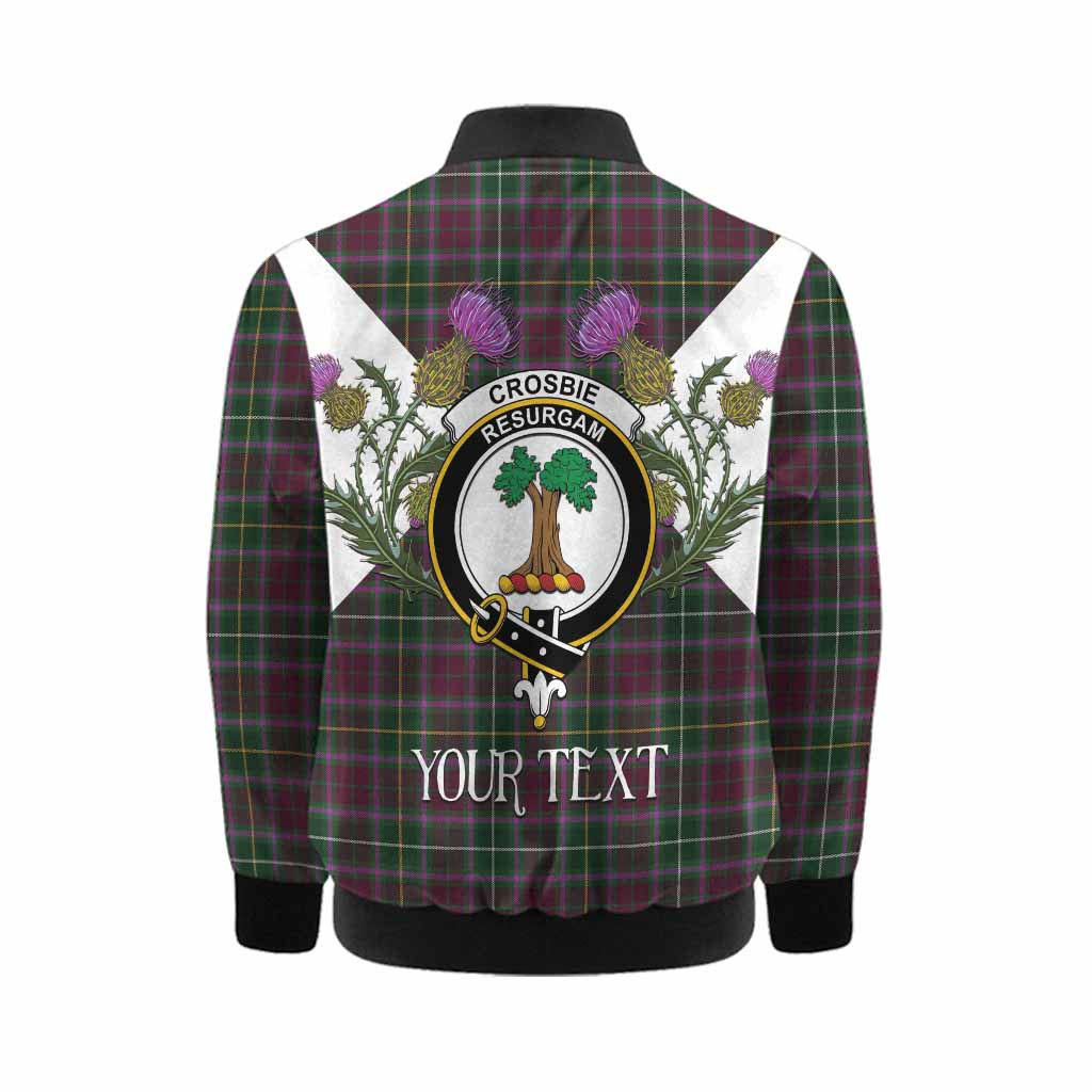 Crosbie Tartan Family Crest Kid Bomber Jacket Scottish Burns Night Thistle Floral