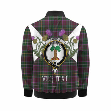 Crosbie Tartan Family Crest Kid Bomber Jacket Scottish Burns Night Thistle Floral