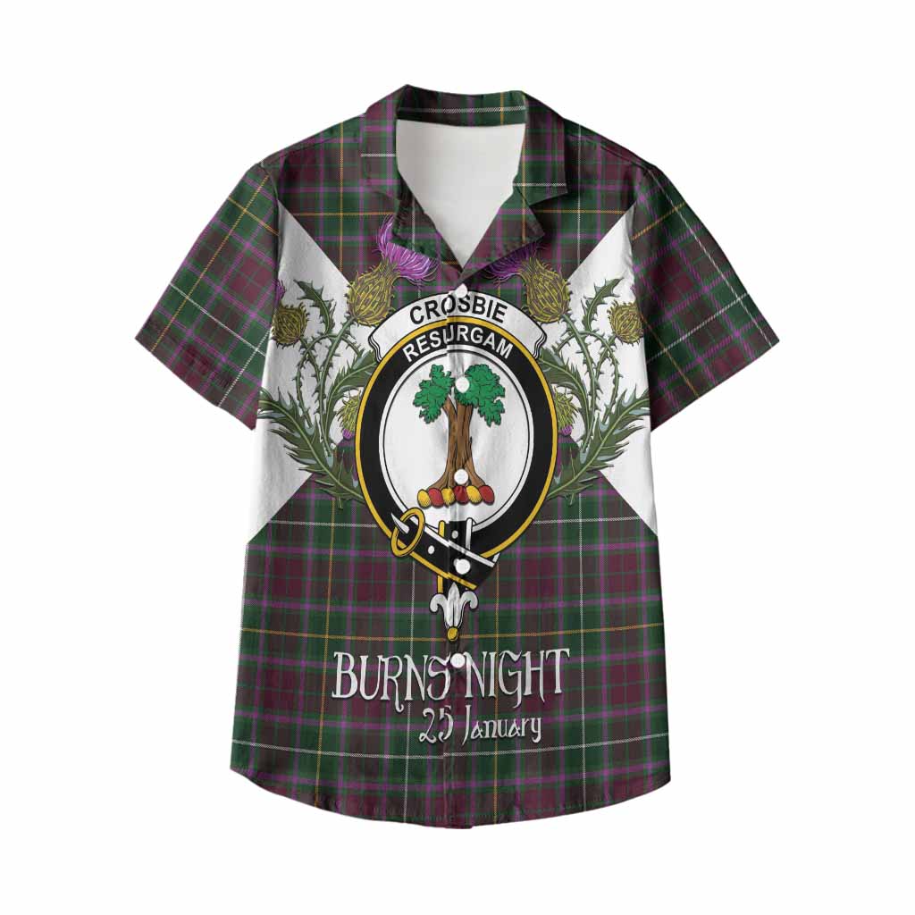 Crosbie Tartan Family Crest Kid Hawaiian Shirt Scottish Burns Night Thistle Floral