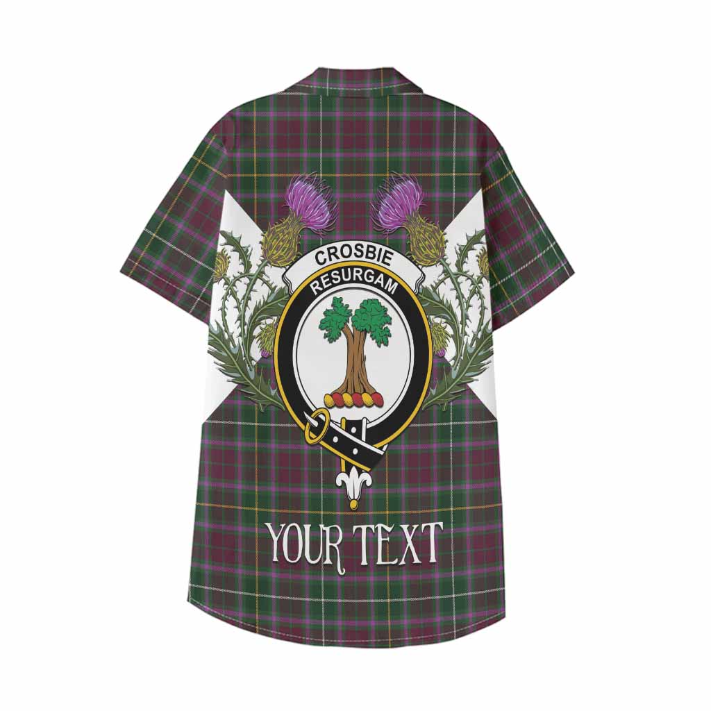 Crosbie Tartan Family Crest Kid Hawaiian Shirt Scottish Burns Night Thistle Floral