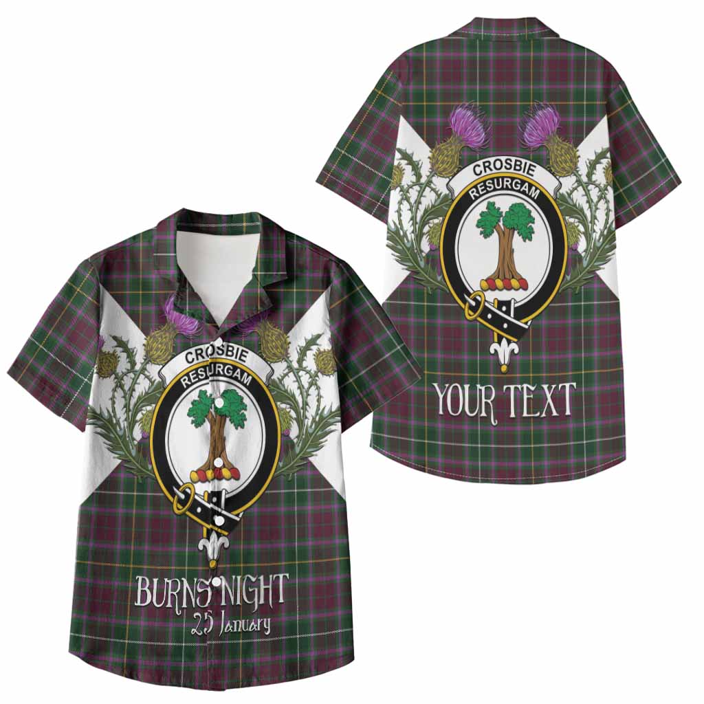 Crosbie Tartan Family Crest Kid Hawaiian Shirt Scottish Burns Night Thistle Floral