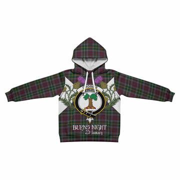Crosbie Tartan Family Crest Kid Hoodie Scottish Burns Night Thistle Floral