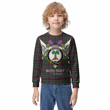 Crosbie Tartan Family Crest Kid Knitted Sweatshirt Scottish Burns Night Thistle Floral