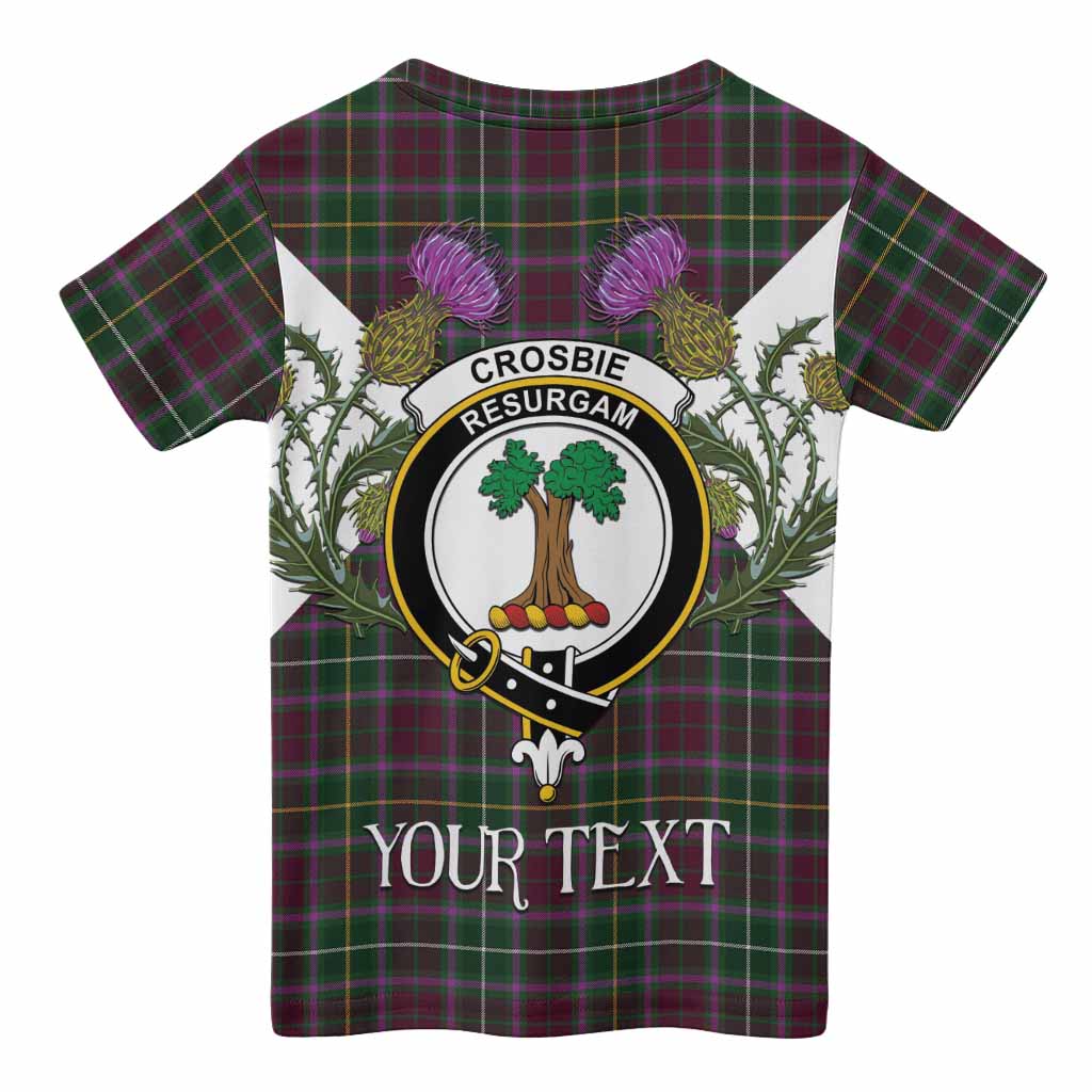 Crosbie Tartan Family Crest Kid T-shirt Scottish Burns Night Thistle Floral