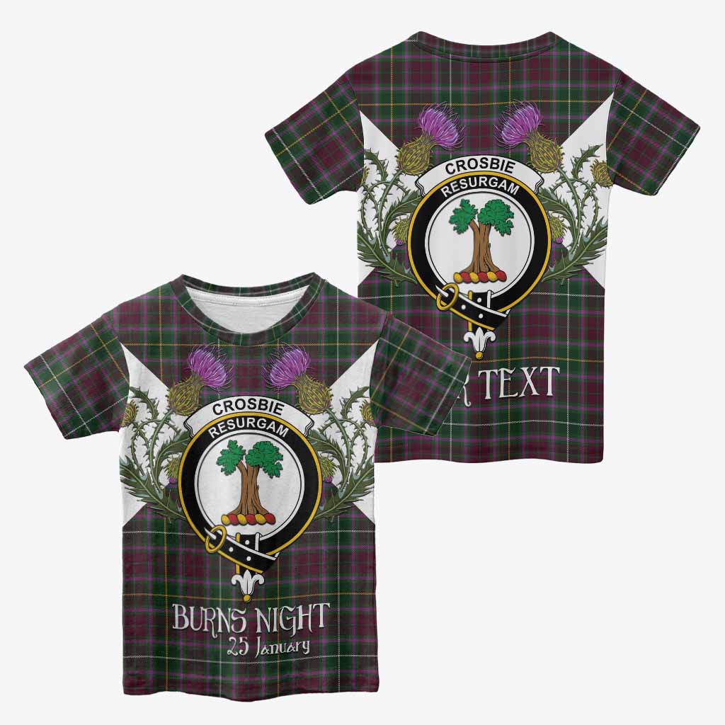 Crosbie Tartan Family Crest Kid T-shirt Scottish Burns Night Thistle Floral