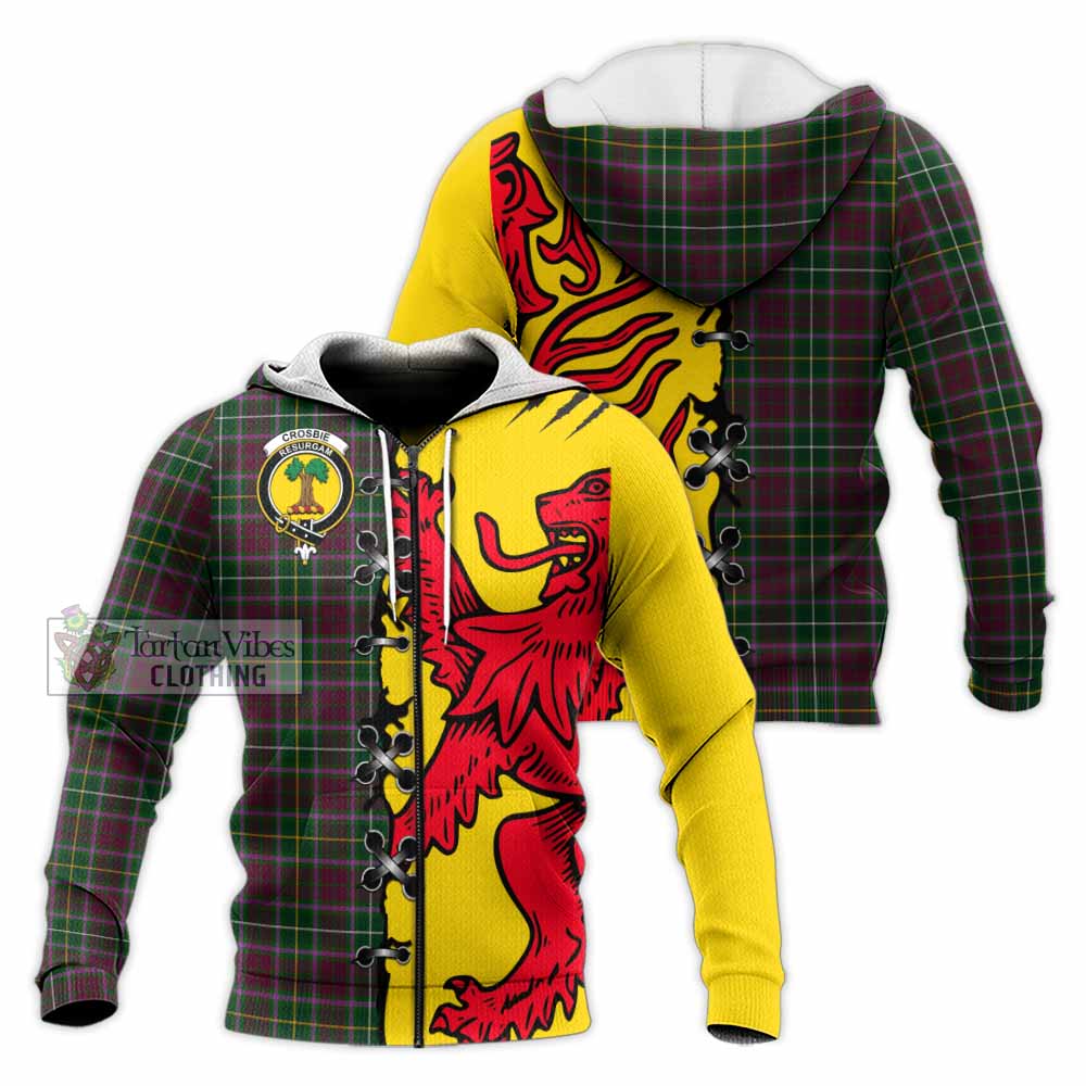 Crosbie Tartan Family Crest Knitted Hoodie Lion Rampant Honor - Tartan Vibes Clothing