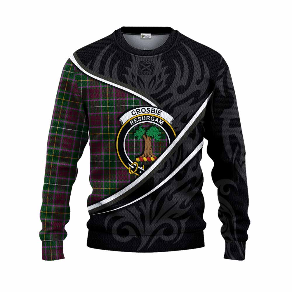 Crosbie Tartan Family Crest Knitted Sweater Celtic Scottish Thistle Floral - Tartan Vibes Clothing