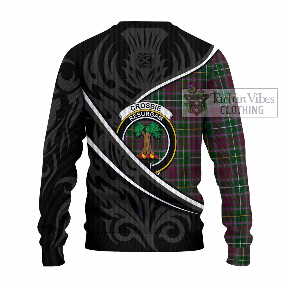 Crosbie Tartan Family Crest Knitted Sweater Celtic Scottish Thistle Floral - Tartan Vibes Clothing