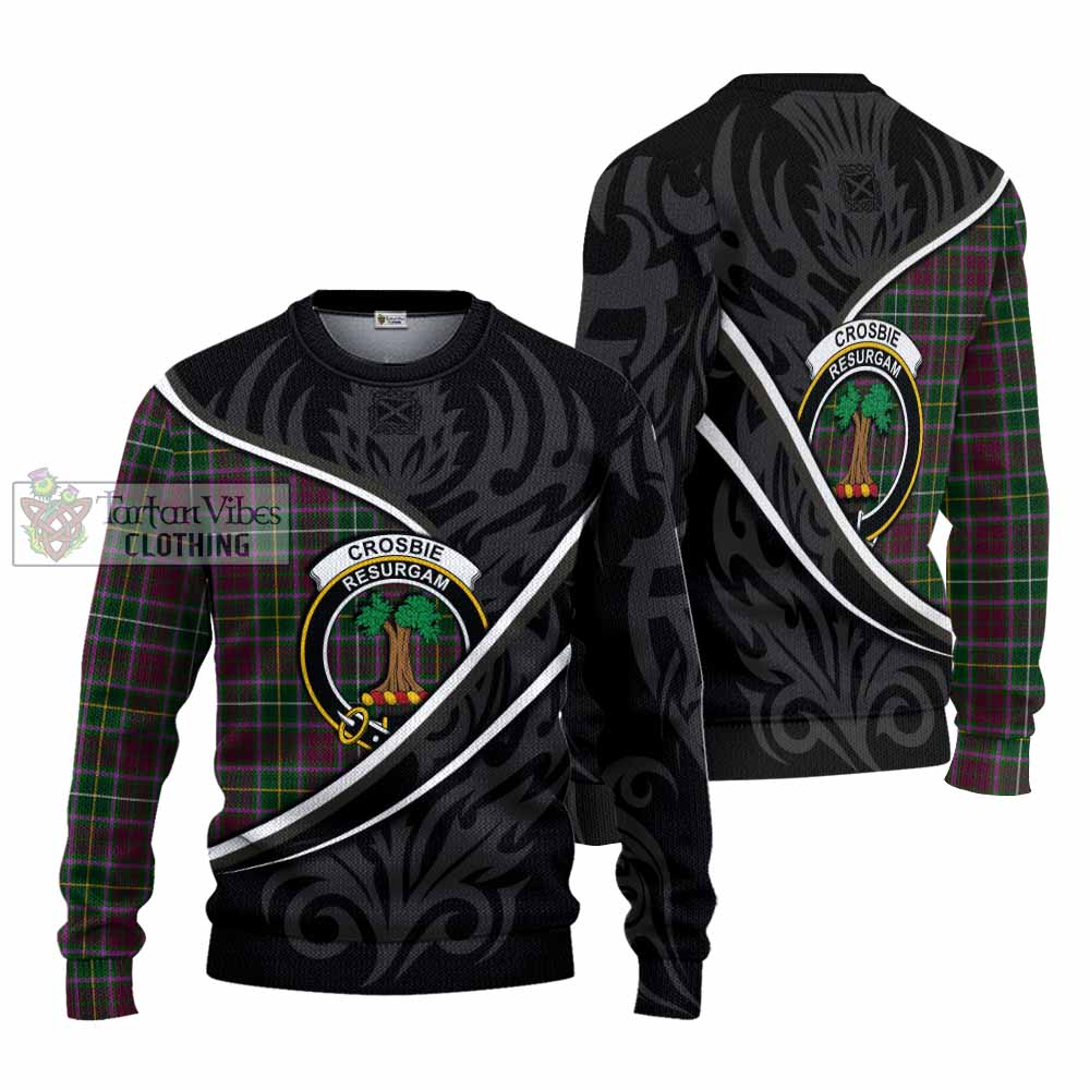Crosbie Tartan Family Crest Knitted Sweater Celtic Scottish Thistle Floral - Tartan Vibes Clothing