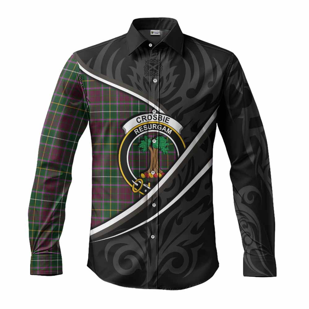 Crosbie Tartan Family Crest Long Sleeve Button Shirts Celtic Scottish Thistle Floral - Tartan Vibes Clothing