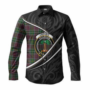 Crosbie Tartan Family Crest Long Sleeve Button Shirts Celtic Scottish Thistle Floral - Tartan Vibes Clothing