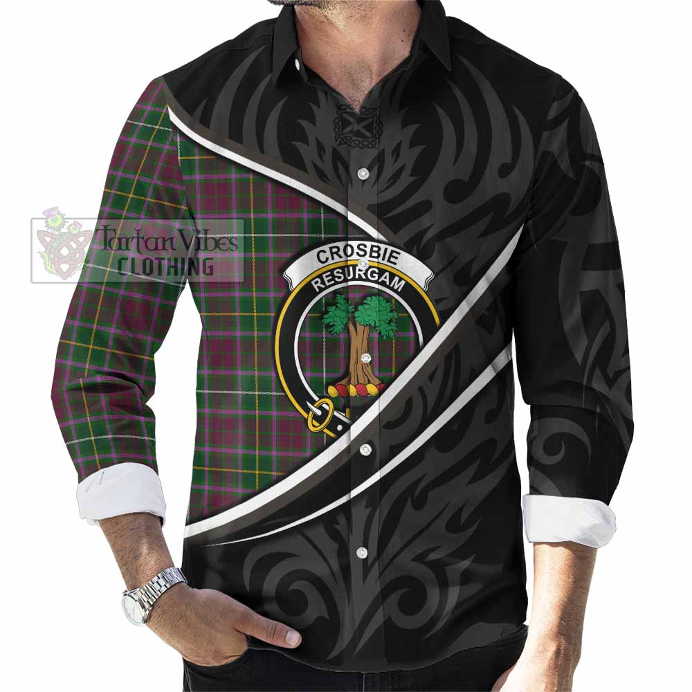 Crosbie Tartan Family Crest Long Sleeve Button Shirts Celtic Scottish Thistle Floral - Tartan Vibes Clothing