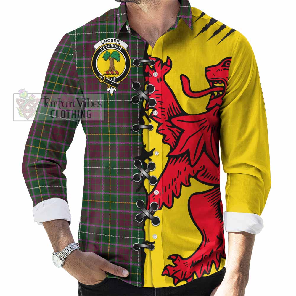 Crosbie Tartan Family Crest Long Sleeve Button Shirts Lion Rampant Honor - Tartan Vibes Clothing