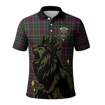 Crosbie Tartan Family Crest Polo Shirt Crowned Lion Roaring