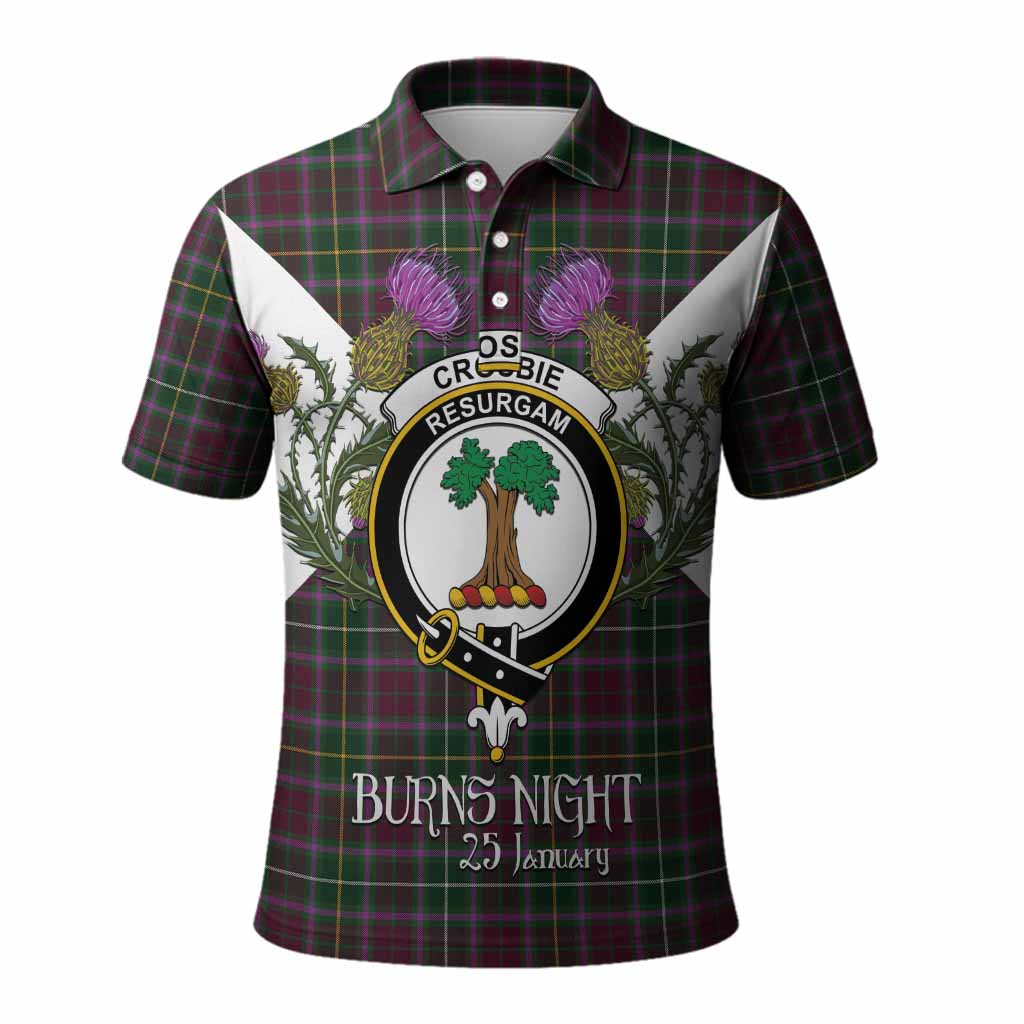 Crosbie Tartan Family Crest Polo Shirt Scottish Burns Night Thistle Floral