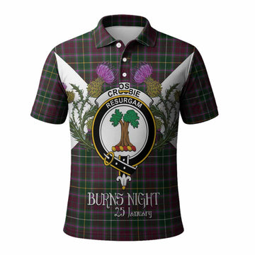 Crosbie Tartan Family Crest Polo Shirt Scottish Burns Night Thistle Floral