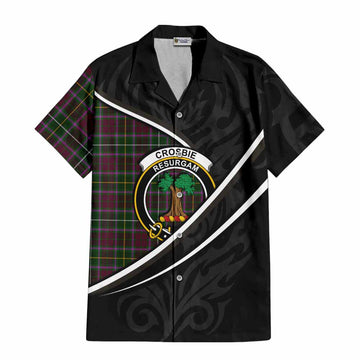 Crosbie Tartan Family Crest Short Sleeve Button Shirt Celtic Scottish Thistle Floral - Tartan Vibes Clothing