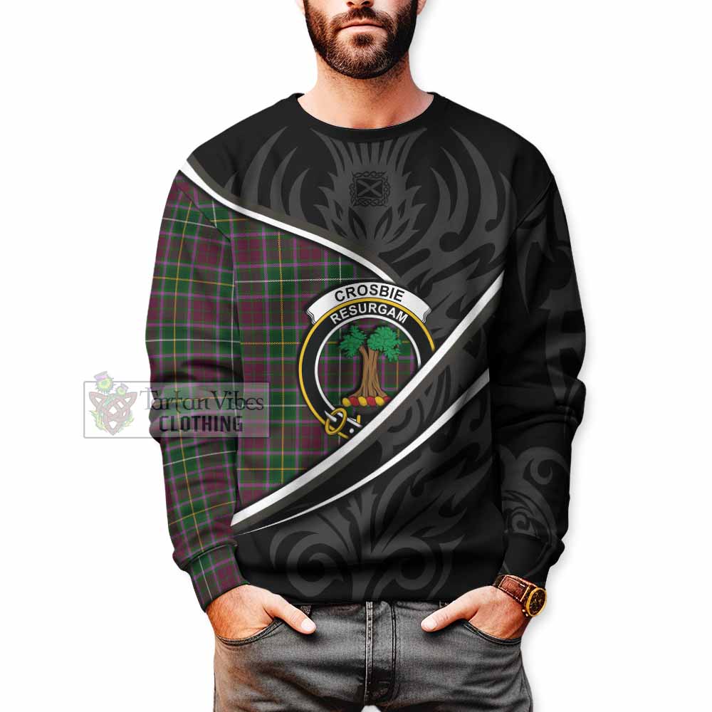 Crosbie Tartan Family Crest Sweatshirt Celtic Scottish Thistle Floral - Tartan Vibes Clothing