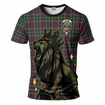 Crosbie Tartan Family Crest T-Shirt Crowned Lion Roaring