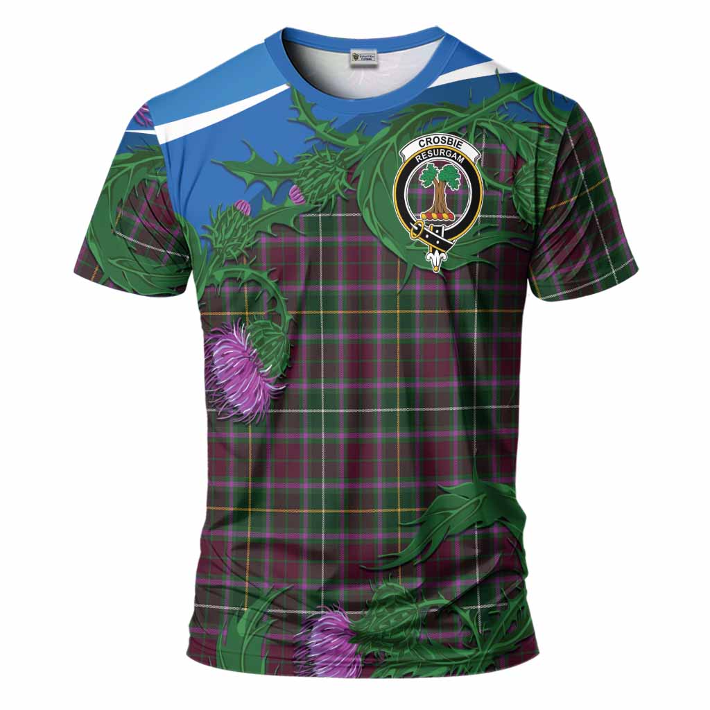 Crosbie Tartan Family Crest T-Shirt Thistle in Minimalism
