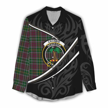Crosbie Tartan Family Crest Women Casual Shirt Celtic Scottish Thistle Floral - Tartan Vibes Clothing