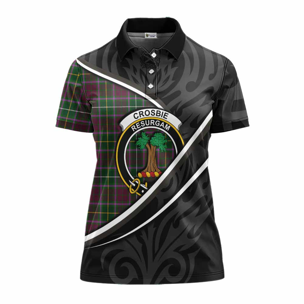 Crosbie Tartan Family Crest Women's Polo Shirt Celtic Scottish Thistle Floral - Tartan Vibes Clothing