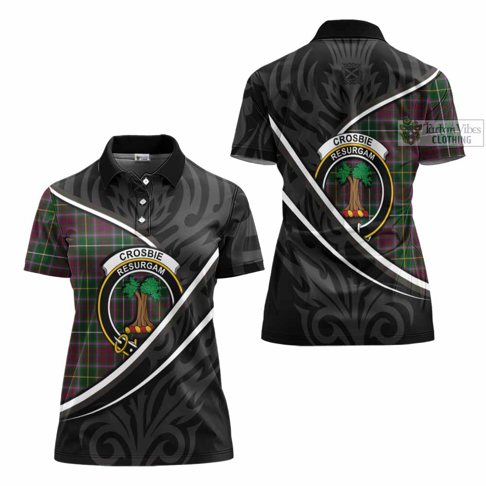 Crosbie Tartan Family Crest Women's Polo Shirt Celtic Scottish Thistle Floral - Tartan Vibes Clothing