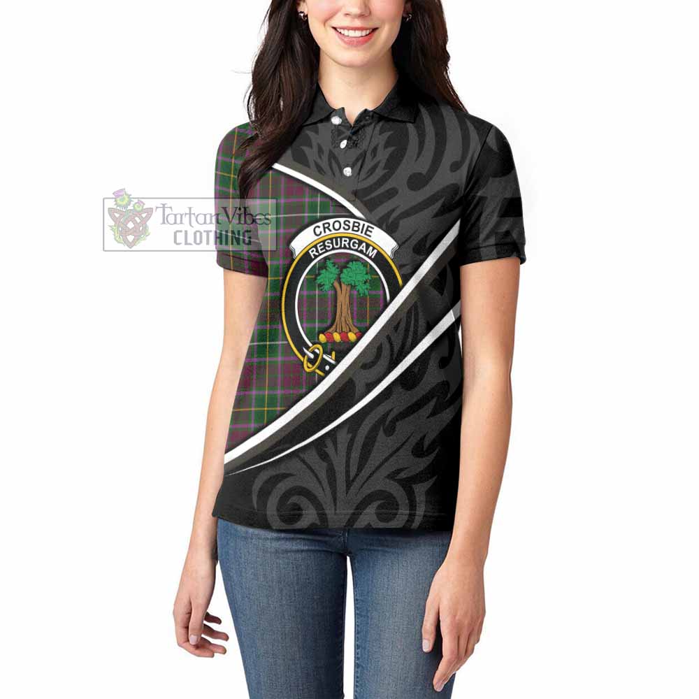 Crosbie Tartan Family Crest Women's Polo Shirt Celtic Scottish Thistle Floral - Tartan Vibes Clothing