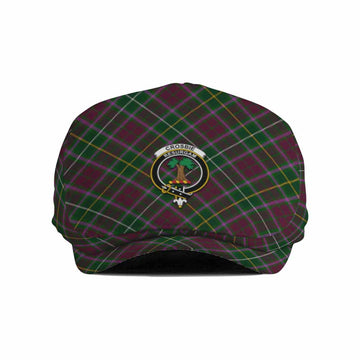 Crosbie Tartan Flat Cap, Jeff Cap Cross Style with Family Crest