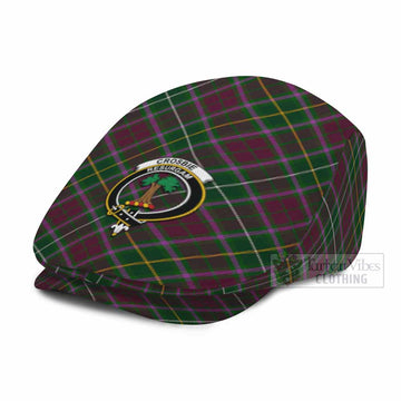 Crosbie Tartan Flat Cap, Jeff Cap Cross Style with Family Crest