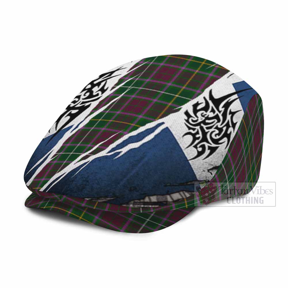 Crosbie Tartan Flat Cap, Jeff Cap Scotland Flag Ripped Tribal Design