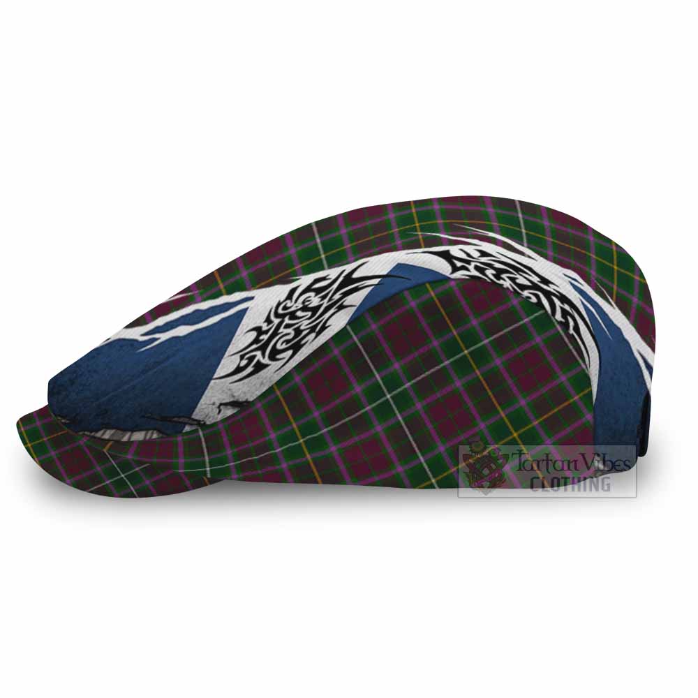 Crosbie Tartan Flat Cap, Jeff Cap Scotland Flag Ripped Tribal Design