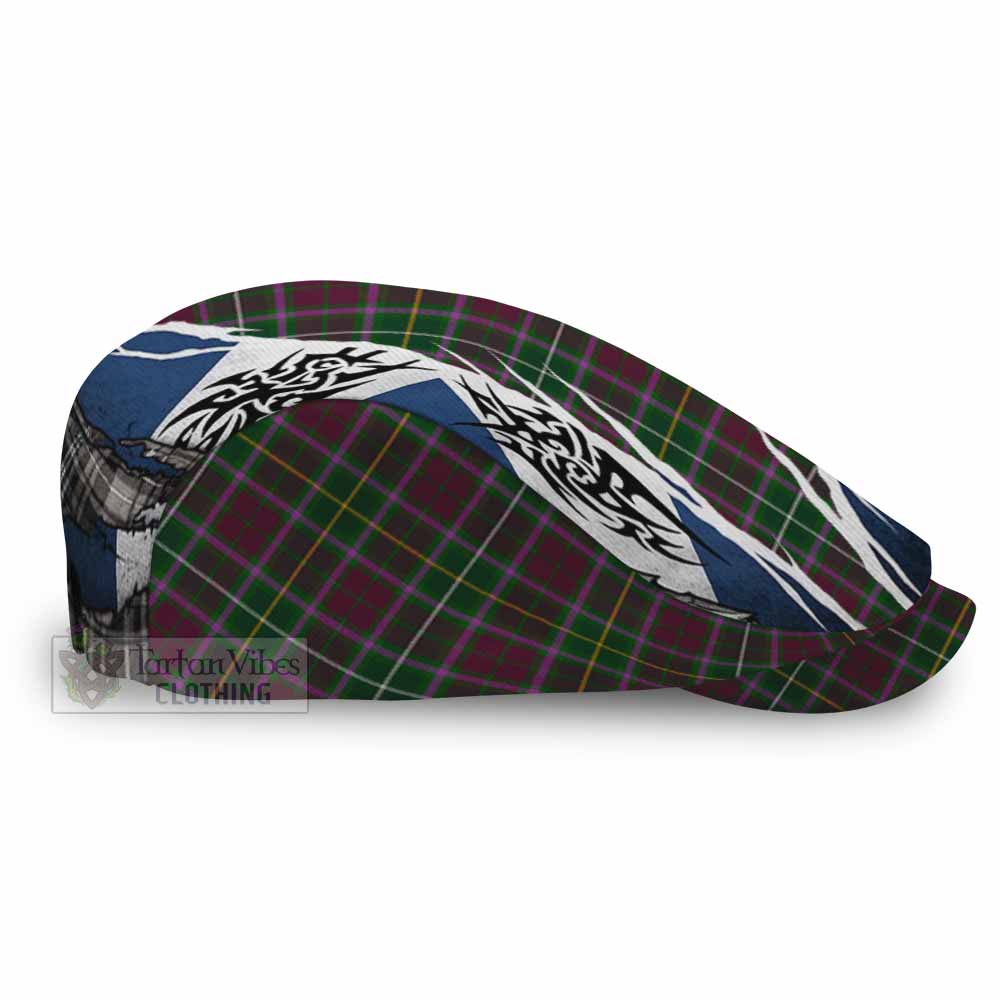 Crosbie Tartan Flat Cap, Jeff Cap Scotland Flag Ripped Tribal Design