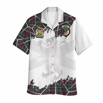 Crosbie Tartan Hawaiian Shirt with Family Crest and Lion Rampant Grunge Style
