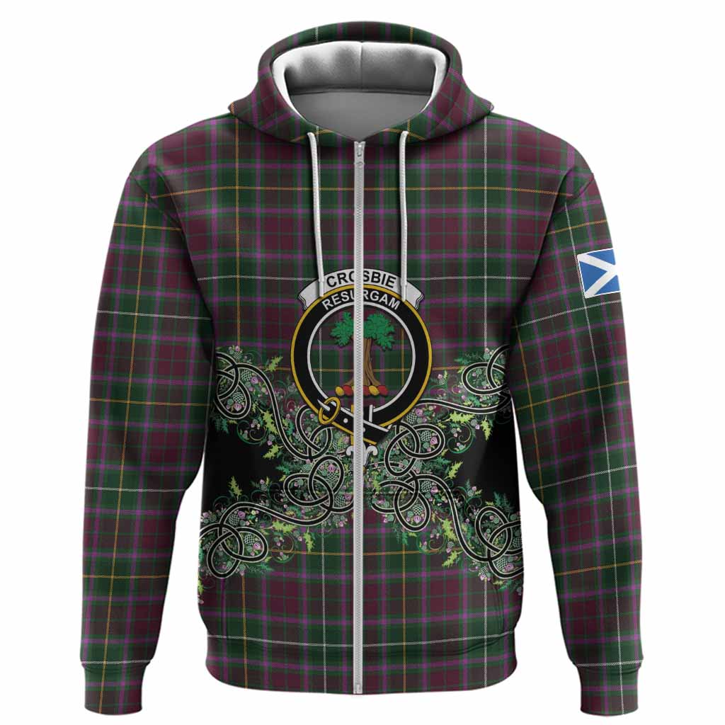 Crosbie Tartan Hoodie Thistle Scottish Spirit
