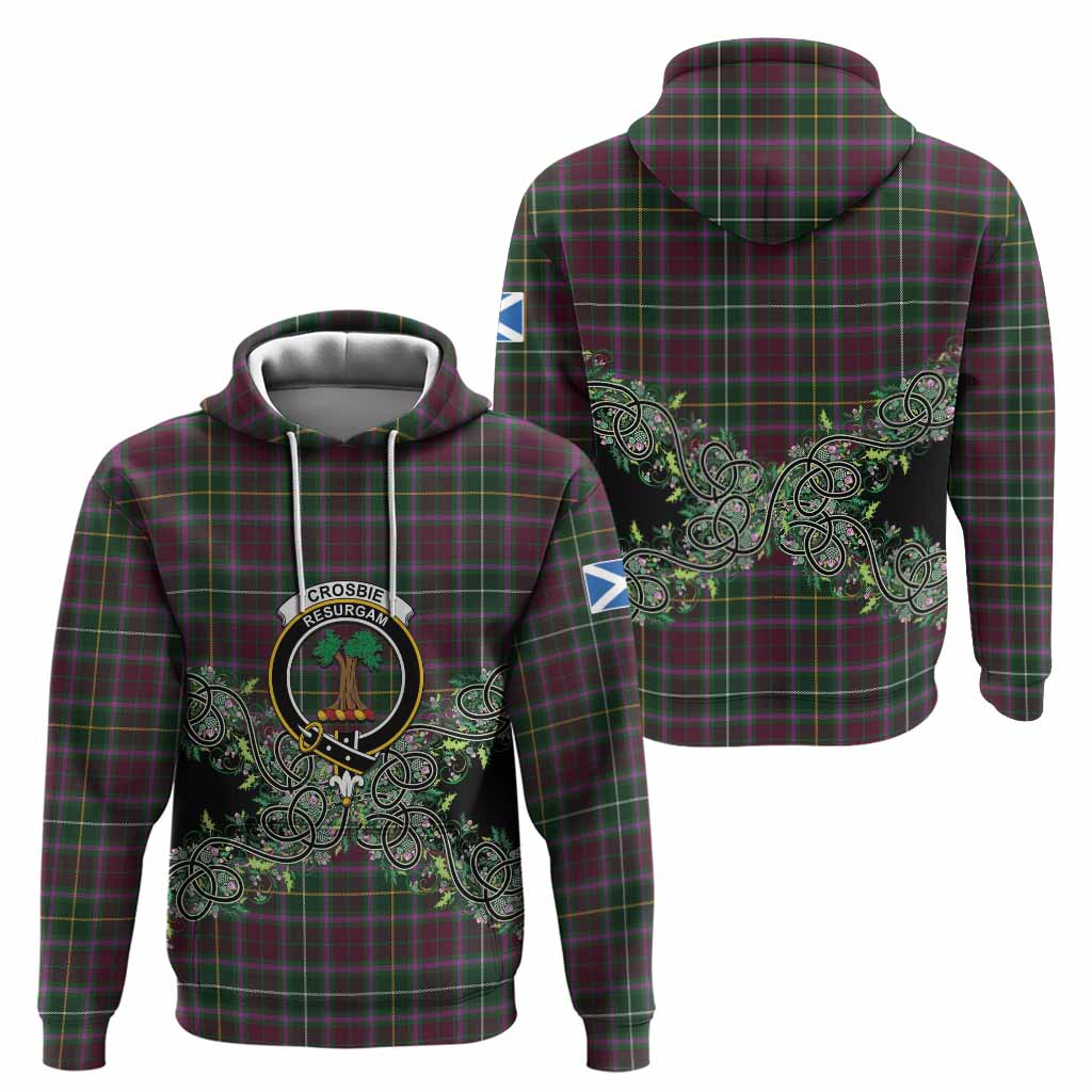 Crosbie Tartan Hoodie Thistle Scottish Spirit