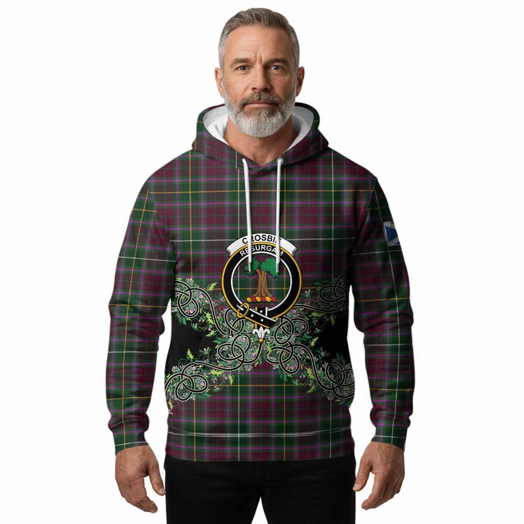 Crosbie Tartan Hoodie Thistle Scottish Spirit