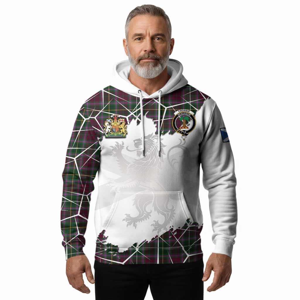 Crosbie Tartan Hoodie with Family Crest and Lion Rampant Grunge Style
